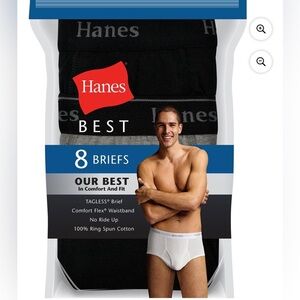 Hanes Men's 8-Pack Best Brief (Black/Grey) - Size Medium (New opened package)